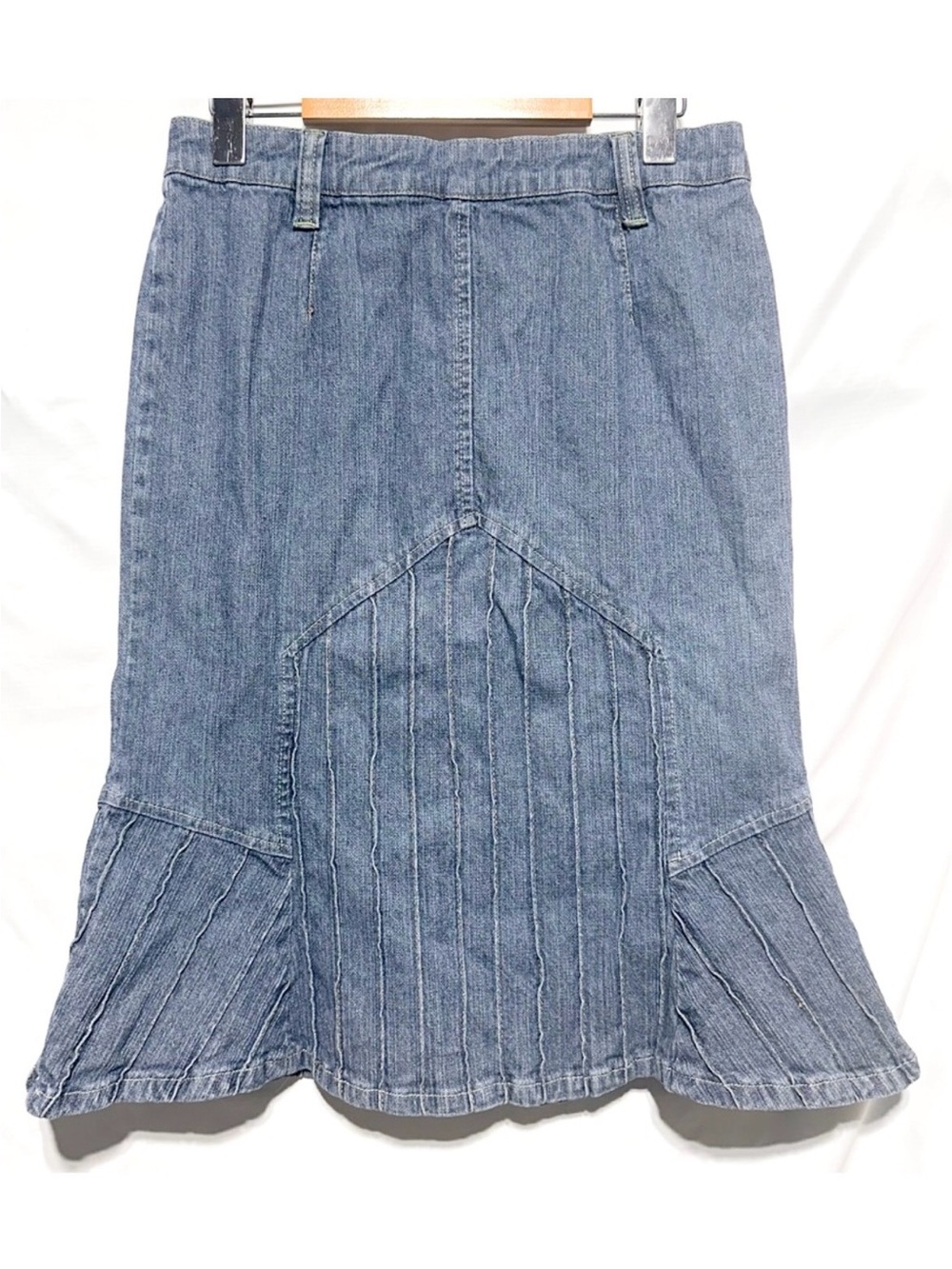 Y2K TRISTAN & ISEUT Denim Mermaid Flounce Skirt Boho Western Prairie
